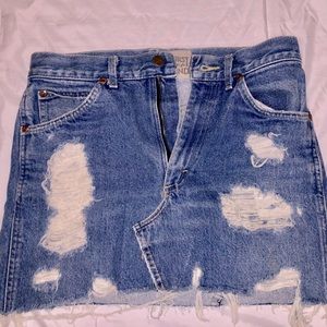 Denim skirt with rips